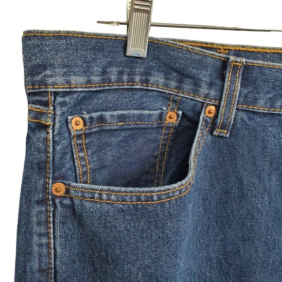 Levis 505 Mens Size W40 L32 Jeans Denim 100% Cotton Straight Leg Pockets Blue - Picture 6 of 9